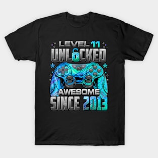 Level Unlocked Awesome Since 2013 11th Birthday Gaming T-Shirt